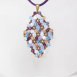 Pendant 30cm - Shea Rhombus M-Purple Suedine - Pendant 30cm - Laiton bronze